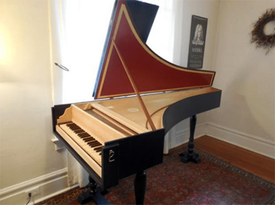 harpsicord with lid open