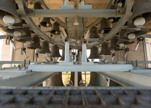 The carillon bells atop the Campanile